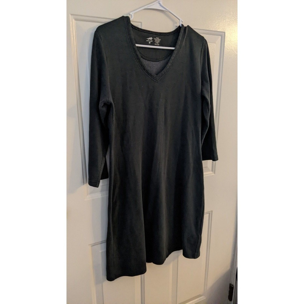 Horny Toad Women's Dress L Dark Gray Black Flexcel 3/4 sleeve, Athleisure flowy